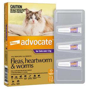 Advocate Flea, Heartworm & Worm Treatment for Cats Over 4kg 3 Months - RSPCA VIC