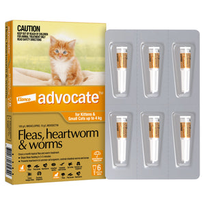 Advocate Flea, Heartworm & Worm Treatment for Cats Under 4kg 6 Months - RSPCA VIC