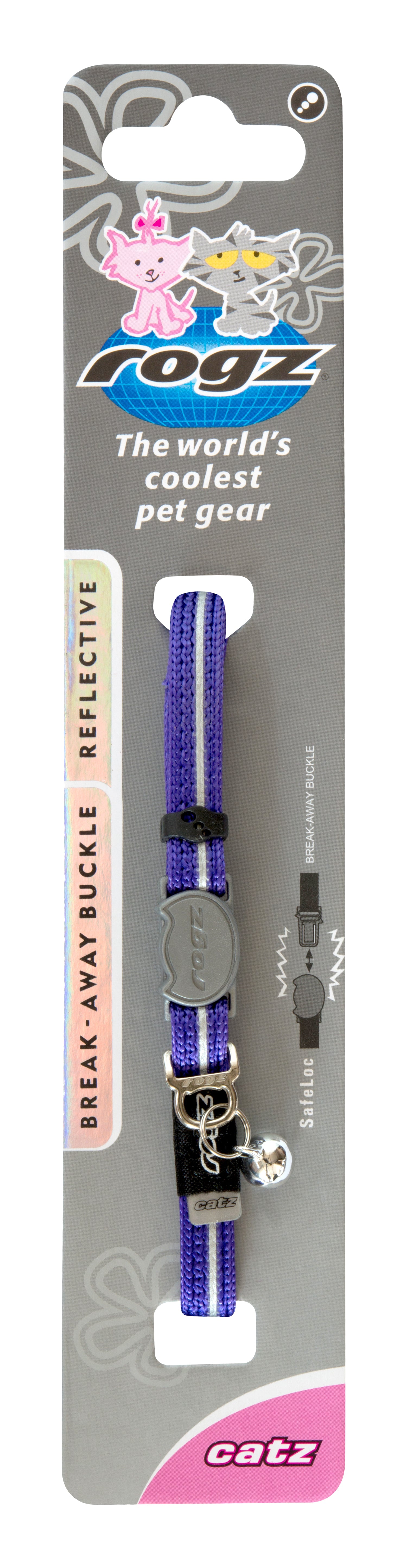 Rogz Alleycat Safeloc Collar Purple - RSPCA VIC
