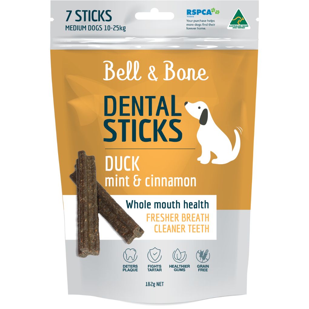 Bell & Bone Duck, Mint & Cinnamon Dental Sticks - RSPCA VIC