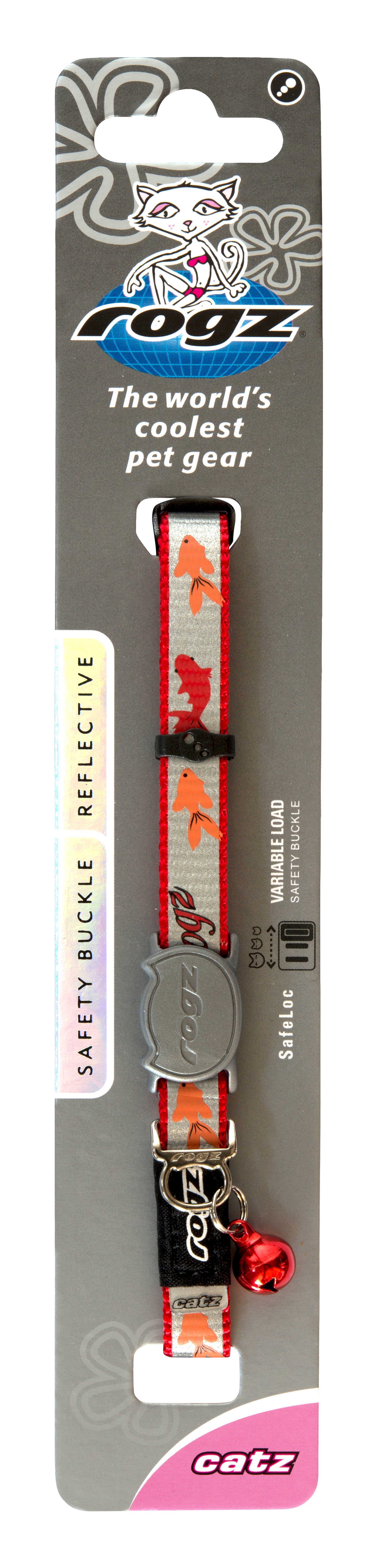 Rogz Safeloc Reflectocat Collar Red Fish - RSPCA VIC